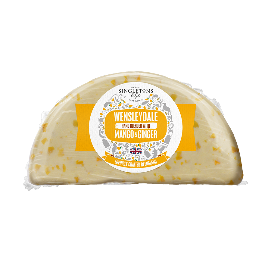 WENSLEYDALE CHEESE WITH MANGO AND GINGER 1.2kg (crescent)