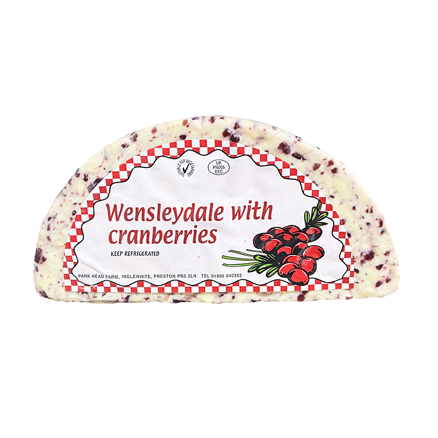 WENSLEYDALE CRANBERRY CHEESE 1.2kg (crescent)